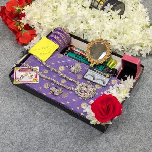 Premium Half Silk Jamdani Saree Combo Set - Lavender