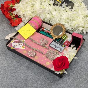 Premium Half Silk Jamdani Saree Combo Set - Pink